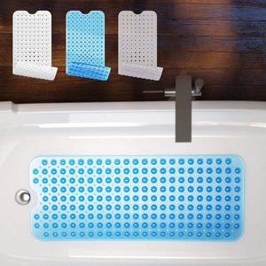 Antislip rubberen badmat voor kinderen en senioren - BPA-vrij - Blauw - 40 x 100 cm