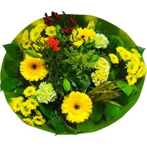 Boeket Sisal Medium Geel ↨ 30cm - bloemen - boeket - boeketje - bloem - droogbloemen - bloempot - cadeautje