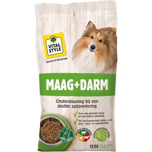 VITALstyle Maag+Darm - Geperste Hondenbrokken - Voor Honden Met Een Gevoelige Spijsvertering - Met o.a. Heemswortel & Prebiotica - 12 kg