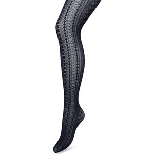 Bonnie Doon Grafische Panty 40 Denier Donker Blauw Dames maat L/XL - Grafisch - Print - Gladde Naden - Maximaal Draagcomfort - Chique Panty - Geometrie Tights - Feestelijk - Dark Blue - BP221902.111