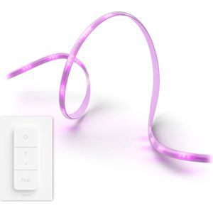 Philips Hue Solo Lightstrip 3 Meter LED Strip Wit en Gekleurd Licht - Incl. 1 Hue Dimmer Switch, Hue White and Color Ambiance