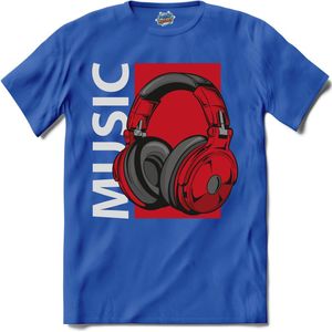 Music Koptelefoon | Muziek - Kop telefoon - Hobby - T-Shirt - Unisex - Royal Blue - Maat M