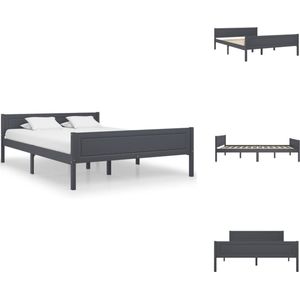 vidaXL Bedframe - Moderne en Coole Slaapkamer - Hout - 206x166x63 cm - Grijs - Montage vereist - Bed