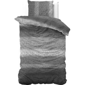 Excellent flanel winter dekbedovertrek Hein antraciet - 140x200/220 (eenpersoons) - comfortabel en warm - zalig slapen - uniek dessin - met handige drukknopen