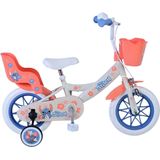 Disney Stitch Kinderfiets Meisjes 12 inch Creme Koraal Blauw