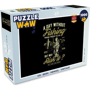 Puzzel Vis - Berg - Hengel - Vintage - Legpuzzel - Puzzel 1000 stukjes volwassenen