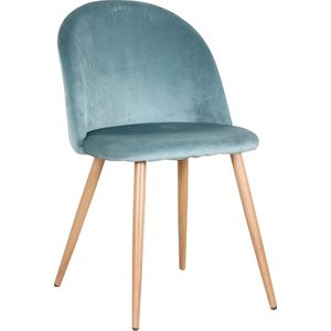 Wildor® Set van 6 stoelen met fluwelen bekleding - Metalen stoelpoten - Luxe eetkamerstoelen - Woonkamerstoelen - Groen fluweel - Zithoogte 43cm