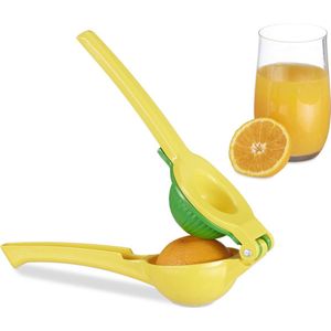 Relaxdays citroenpers handmatig - 2 in 1 limoenpers metaal - stabiele handcitruspers klein