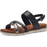 MARCO TOZZI MT Vegan, Soft Lining + Feel Me Softstep Footbed Dames Sandalen - BLACK COMB - Maat 38