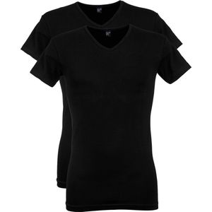 Alan Red t-shirt stretchkwaliteit v-hals zwart 2 stuks - 52