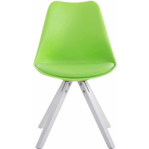 Bezoekersstoel Orlando - Eetkamerstoel - Kunstleer Groen - Witte Poten - Set van 1 - Zithoogte 48 cm - Deluxe