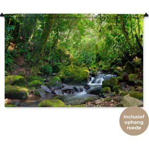 Wandkleed Jungle - Regenwoudkreek Wandkleed katoen 120x80 cm - Wandtapijt met foto