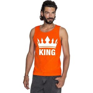 Oranje Koningsdag King tanktop shirt/ singlet heren - Oranje Koningsdag kleding. XXL