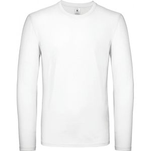 T-shirt Heren 4XL B&C Ronde hals Lange mouw White 100% Katoen