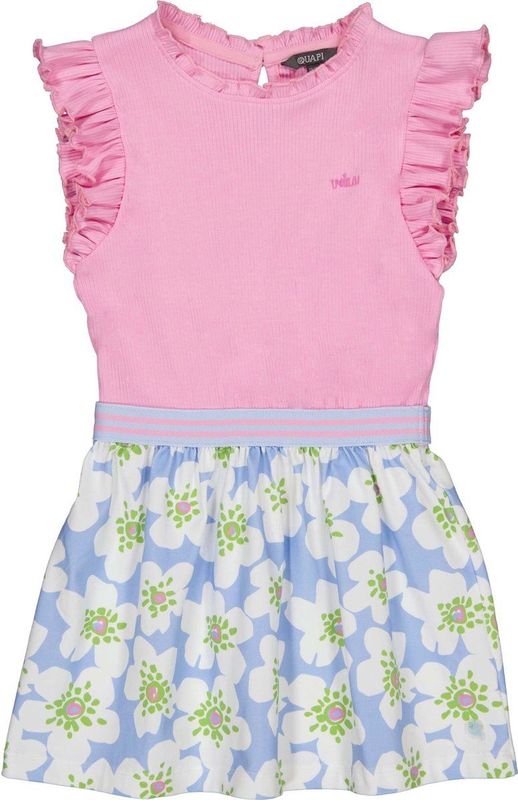 Quapi Zomer jurk meisjes - blauw - AOP bloemen - Fabienne