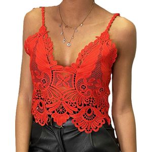 Dilena fashion crop-top Broderie rood