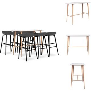 vidaXL Bartafel Industrieel - 120 x 60 x 105 cm - MDF/Metaal - Wit - Set tafel en stoelen