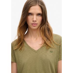Superdry Studios Slub Emb Vee Tee Dames T-Shirt - Groen