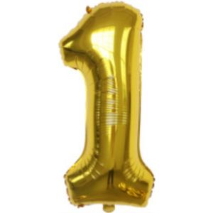 Cijferballon XL 1 - Goud - Feestversiering - 81 cm