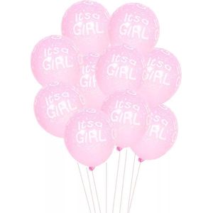 Roze Ballonnen Set 10 stuks - met opdruk It's a Girl - - Babyshower - Kraam Cadeau - Geboorte - Hoera een Meisje