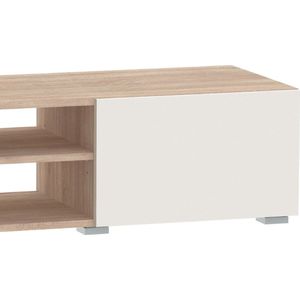 Tv-meubel Polka 140 cm 2 draaideuren, 2 open vakken- eik/lichtbeige