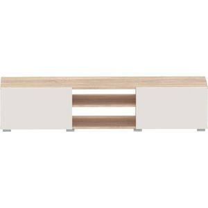 Tv-meubel Polka 140 cm 2 draaideuren, 2 open vakken- eik/lichtbeige