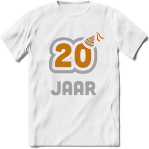 20 Jaar Feest T-Shirt | Goud - Zilver | Grappig Verjaardag Cadeau Shirt | Dames - Heren - Unisex | Tshirt Kleding Kado | - Wit - M