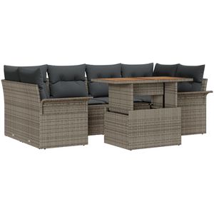vidaXL - Tuin - Sofa - Set - Set - van - 7 - Grijs - Rattan - Tuin - Sofa - Set - Rechthoekig