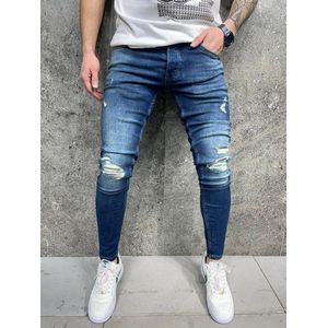 Mannen Stretchy Ripped Skinny Biker Hole Slim Fit Denim Hoge Kwaliteit Jeans - W33