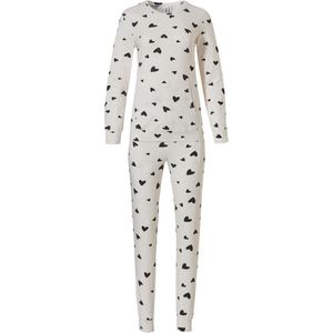 Rebelle All Over Hearts Pyjama Gebroken Wit/Zwart 44