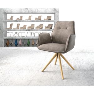 Draaistoel Zoa-Flex houten frame conisch taupe vintage 180° draaibaar