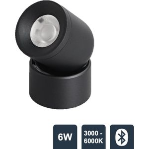 RailGlow Flexibele Led Spot Rond | Zwart - 6W - 3000-6000K - 1000lm - 48V - Stralingshoek 24° - Bluetooth - Magnetische Railverlichting