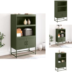 vidaXL Hoge Kast - Hoge Kasten - Hoog Dressoir - Hoge Kast Woonkamer - Hoge kast 68,5x38,5x123,5 cm staal olijfgroen