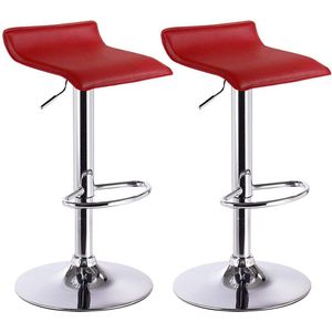 Set van 2 Designer Barkrukken - Tegenkrukken - Verstelbare Barstoelen - Comfortabele Zithouding - Gemakkelijk Onderhoud - Veelzijdig Gebruik - Kunstleer - Verchroomd - 63cm-83cm x 39cm x 38,5cm
