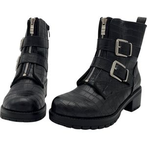 SmileFavorites® Biker boots - Zwart - Imitatieleer - Maat 37