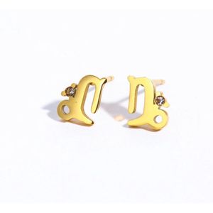 Plux Fashion Steenbok Oorbellen - Goud - 1cm - Sieraden - Sterrenbeeld Oorbellen - Steenbok Sterrenbeeld - Stainless Steel - Capricorn - Sieraden Cadeau - Capricorn Jewellery - Gouden Oorbellen - Luxe Style - Duurzame Kwaliteit - Roestvrijstaal