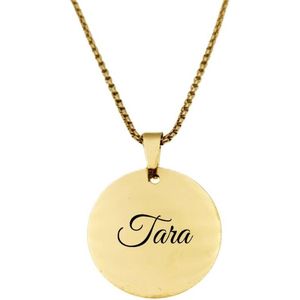 Ketting RVS Met Naam Gravering - Tara - Goud - Rond