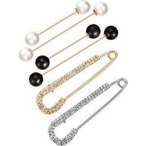 Vestspelden - Broche - broche spelden - Set - 4 Stuks Zilverkleurig Voor Volwassen Vrouwen - Sierspeld, Sjaalspeld & Vestsluiting - 75mm - Materiaal -