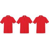3-Pack maat L rood polo shirt premium van katoen voor heren - Polo t-shirts voor heren