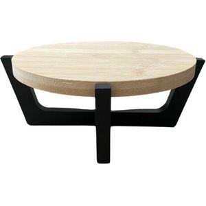 Gusta - Serveerplateau - Bamboe serveerplank - Met zwarte voet - 19cm - Kaasplank - Tapasplank