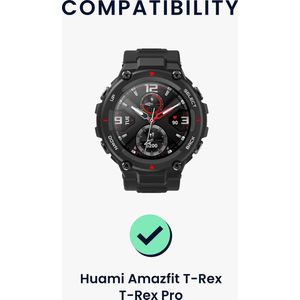 kwmobile bandje geschikt voor Huami Amazfit T-Rex / T-Rex Pro - Armband voor fitnesstracker in zwart / groen - Horlogeband
