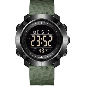 Digitaal Shockbestendig Horloge Zwart Groen | Smael | Waterdicht 5ATM | Glow in dark | Mud Master | Mudmaster | Shock | Licht | Rubberen band | 1711 | Timer | Eyecatcher | Master | kado | Cadeau