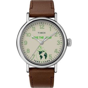 Timex Standard x Peanuts Take Care TW2V32800 Horloge - Leer - Bruin - Ø 40 mm