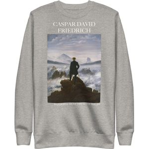 Caspar David Friedrich 'De Wandelaar boven de Nevelzee' (""Wanderer Above the Sea of Fog"") Beroemd Schilderij Sweatshirt | Unisex Premium Sweatshirt | Carbon Grijs | XXL