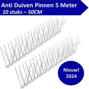 V&F® PREMIUM Duivenpinnen - 5 meter - RVS – Duivenpinnen - Vogelpinnen - Vogelschroot – Duivenverjager - Antiklimstrips - Anti Klim Strip - Vogelverjager - Vogelwering - Duivenwering - Anti Katten In Tuin - Anti Katten Strip - Kattenpinnen - Balkon