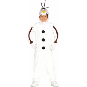 Guirma - Sneeuwman & Sneeuw Kostuum - Sneeuwpop Onesie Kind Kostuum - Wit / Beige - 5 - 6 jaar - Carnavalskleding - Verkleedkleding