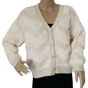 Dames lange Vest met panterprint fluffy rits en capuchon M/L beige