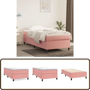 vidaXL Bedframe - Fluweel - Roze - 90x200 cm Boxspring Frame - Roze Bed - Velvet Bed - Tweepersoons Bed - Bed Frame