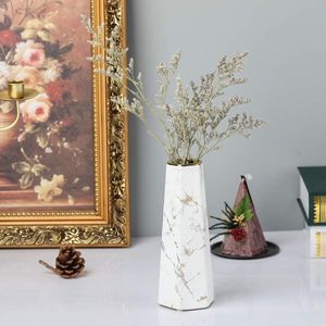 8 inch witgouden afwerking marmeren keramische bloemenvaas woondecoratie vaas en tafel middenstukken vaas voor vrienden en familie, Kerstmis, bruiloft, bruids douche