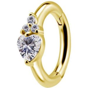 18 Karaat Goud Rook Ring - Hartje Zirkonia